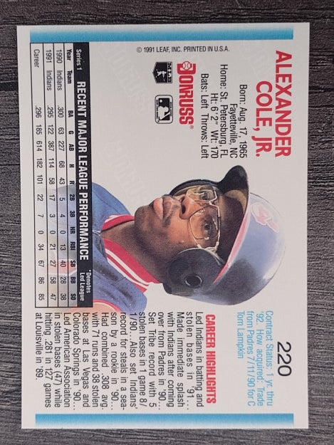1992 Donruss #220 Alex Cole