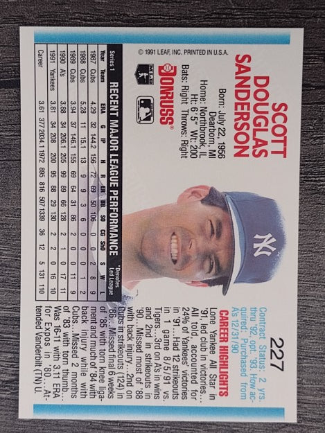 1992 Donruss #227 Scott Sanderson