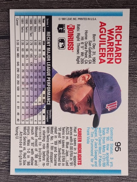 1992 Donruss #95 Rick Aguilera