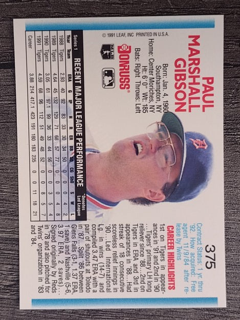 1992 Donruss #375 Paul Gibson