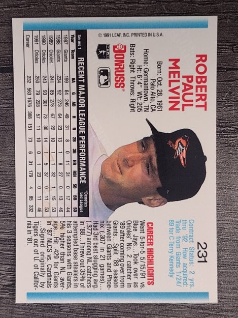 1992 Donruss #231 Bob Melvin