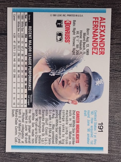 1992 Donruss #191 Alex Fernandez