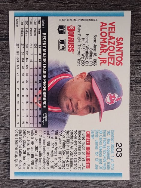 1992 Donruss #203 Sandy Alomar Jr.