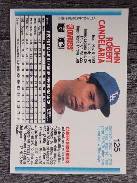 1992 Donruss #125 John Candelaria