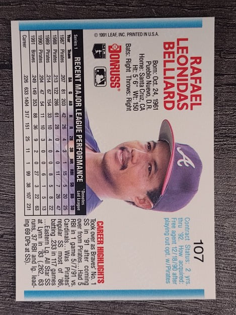 1992 Donruss #107 Rafael Belliard