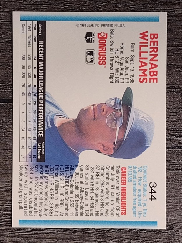 1992 Donruss #344 Bernie Williams