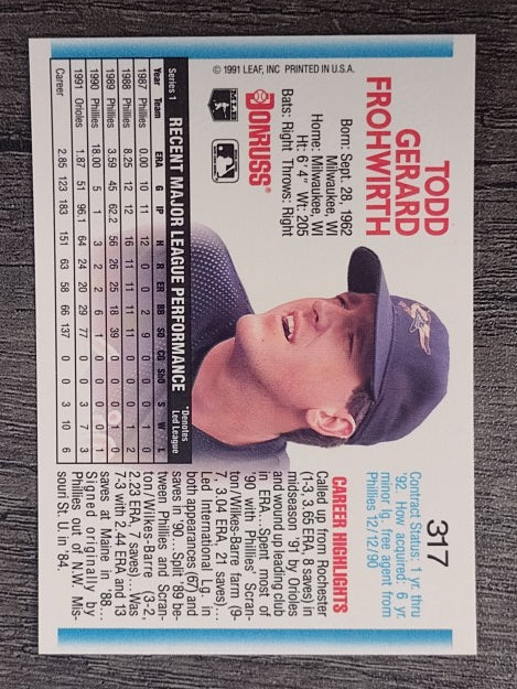 1992 Donruss #317 Todd Frohwirth