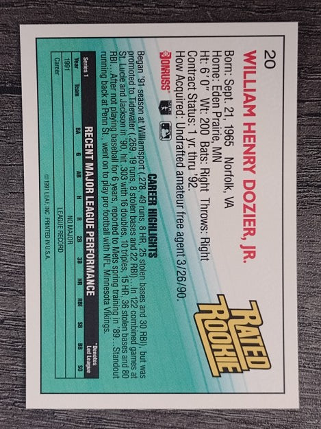 1992 Donruss #20 D.J. Dozier RR