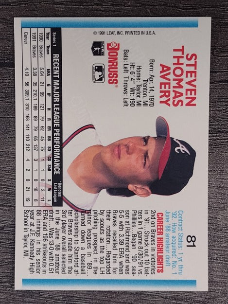 1992 Donruss #81 Steve Avery