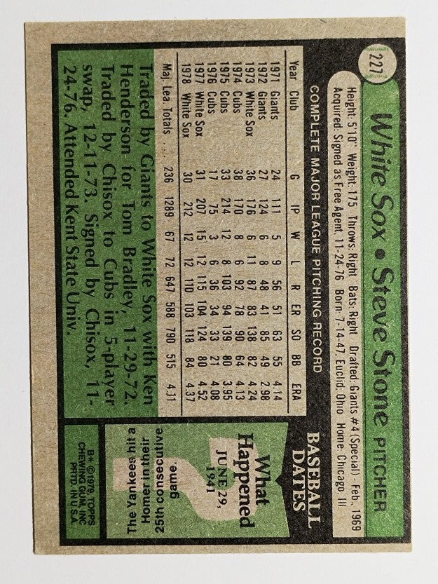 1979 Topps #227 Steve Stone (VG)