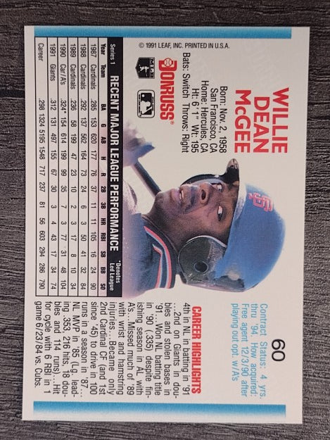 1992 Donruss #60 Willie McGee