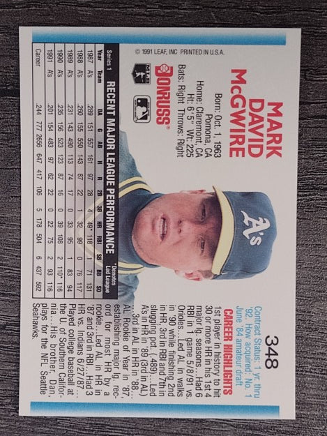 1992 Donruss #348 Mark McGwire