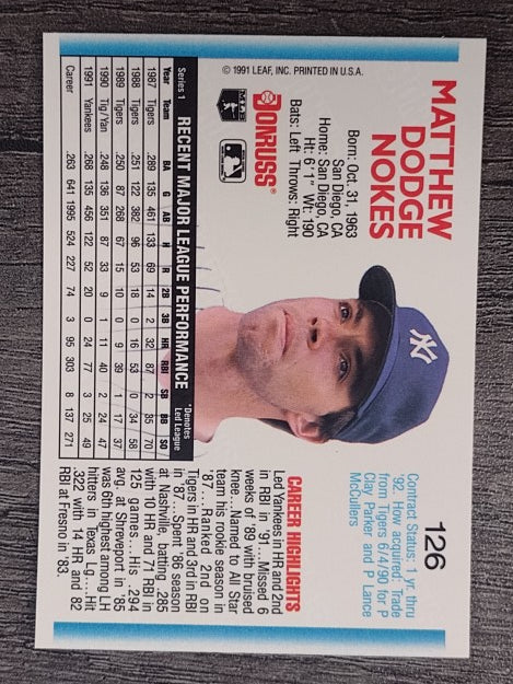 1992 Donruss #126 Matt Nokes
