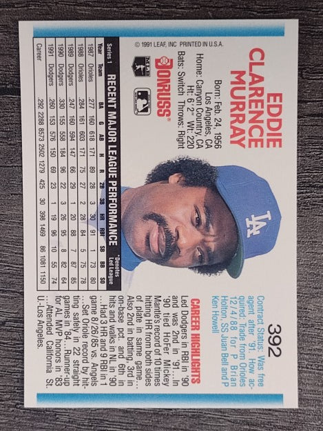 1992 Donruss #392 Eddie Murray
