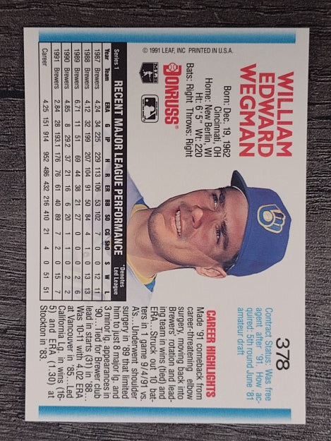1992 Donruss #378 Bill Wegman