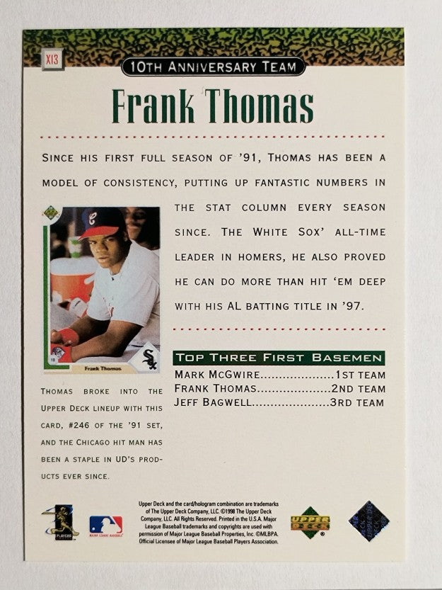 1999 Upper Deck 10th Anniversary Team #X13 Frank Thomas