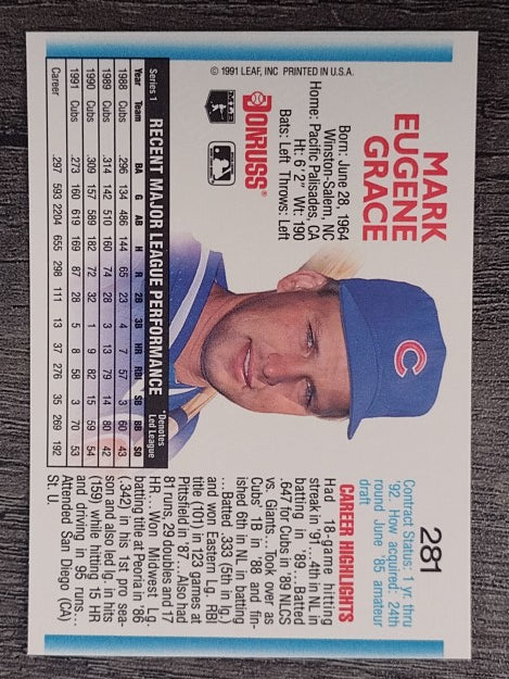 1992 Donruss #281 Mark Grace