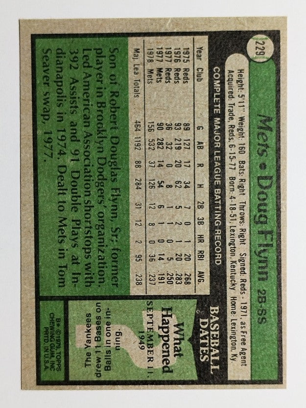 1979 Topps #229 Doug Flynn (NMMT)