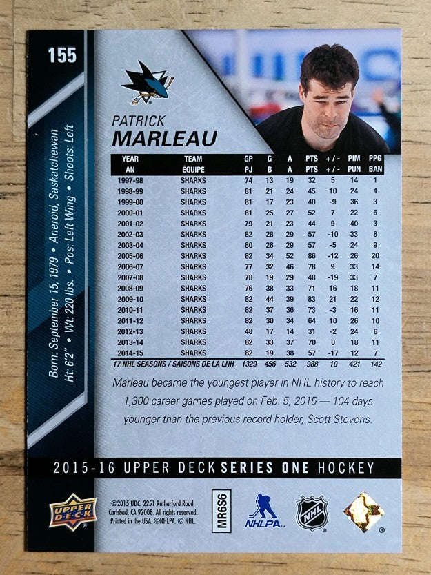 2015-16 Upper Deck #155 Patrick Marleau