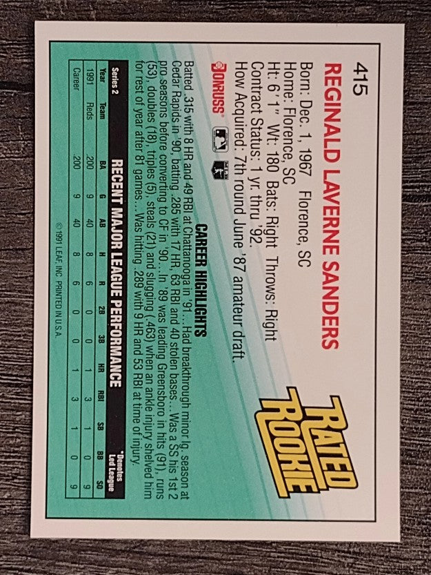 1992 Donruss #415 Reggie Sanders