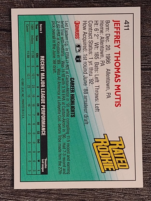 1992 Donruss #411 Jeff Mutis RR