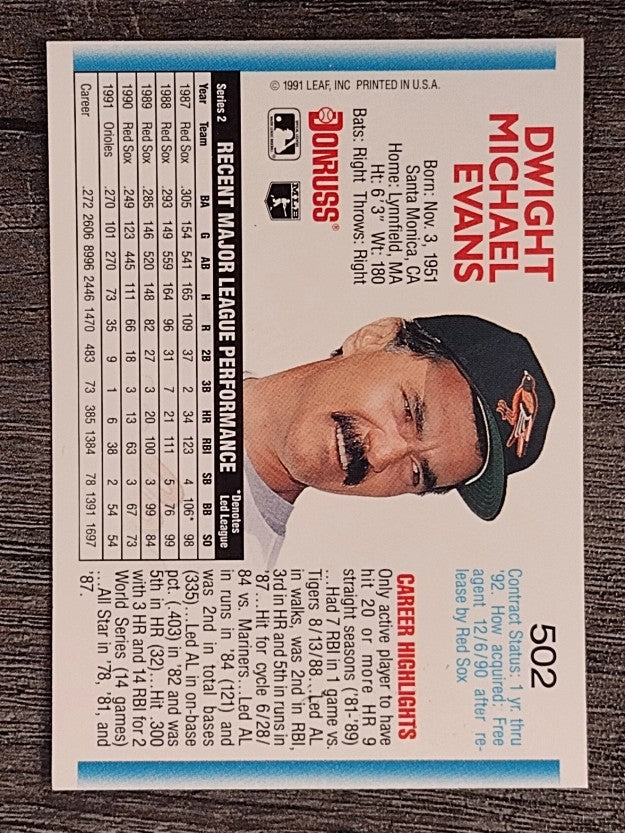 1992 Donruss #502 Dwight Evans