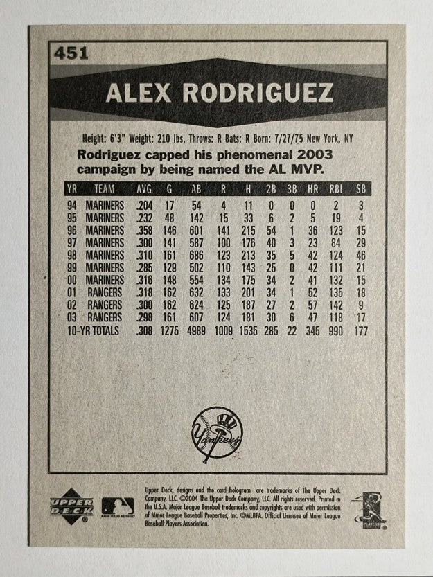 2004 Upper Deck Vintage #451 Alex Rodriguez