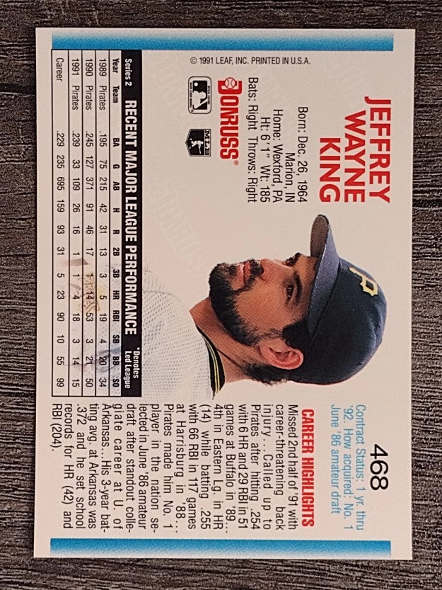 1992 Donruss #468 Jeff King