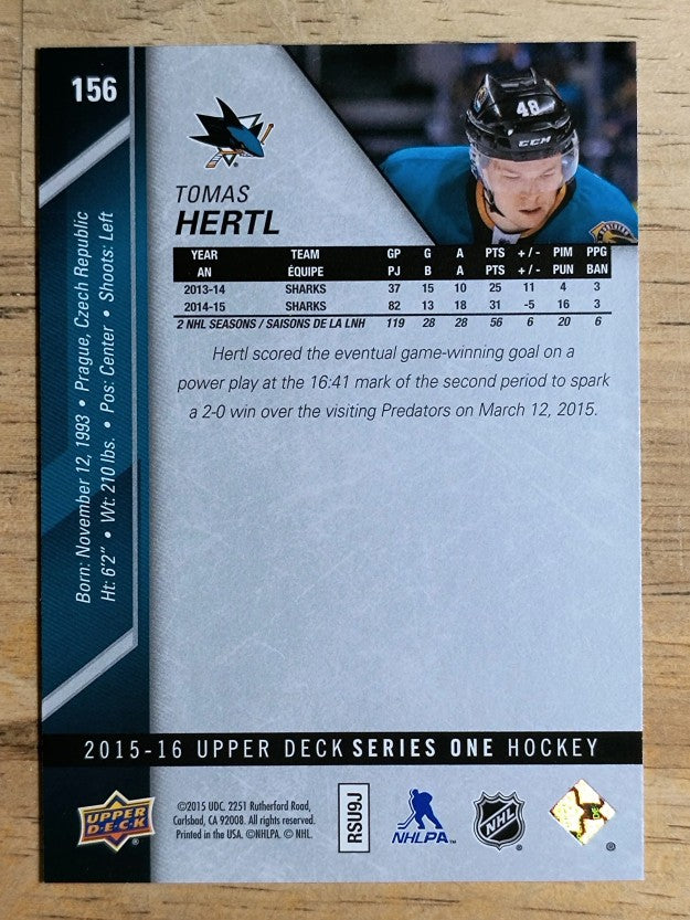 2015-16 Upper Deck #156 Tomas Hertl