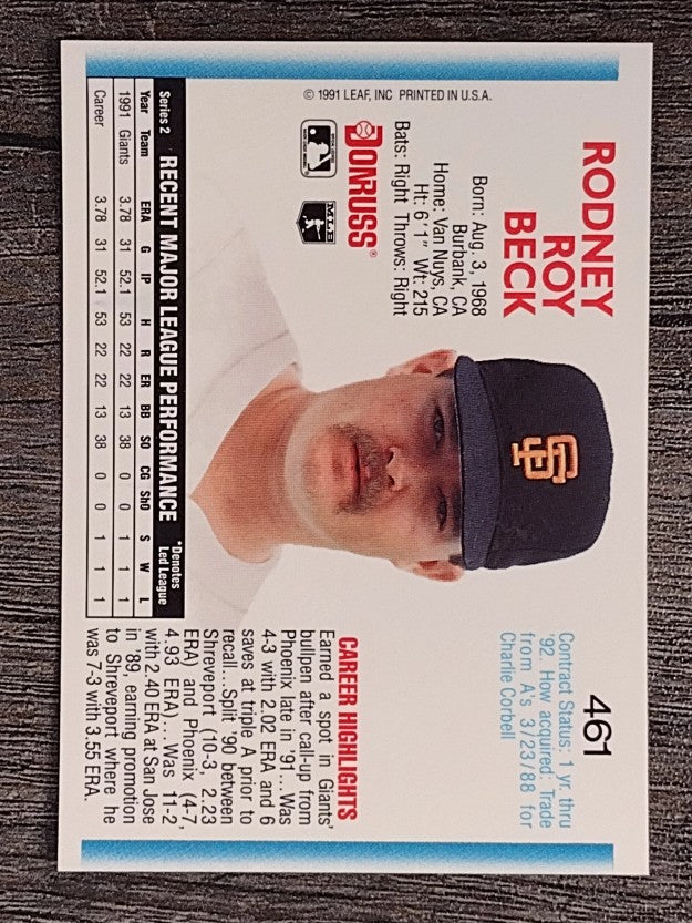1992 Donruss #461 Rod Beck RC