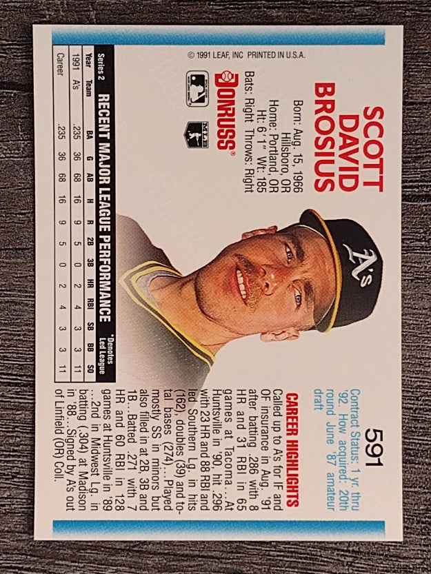 1992 Donruss #591 Scott Brosius RC
