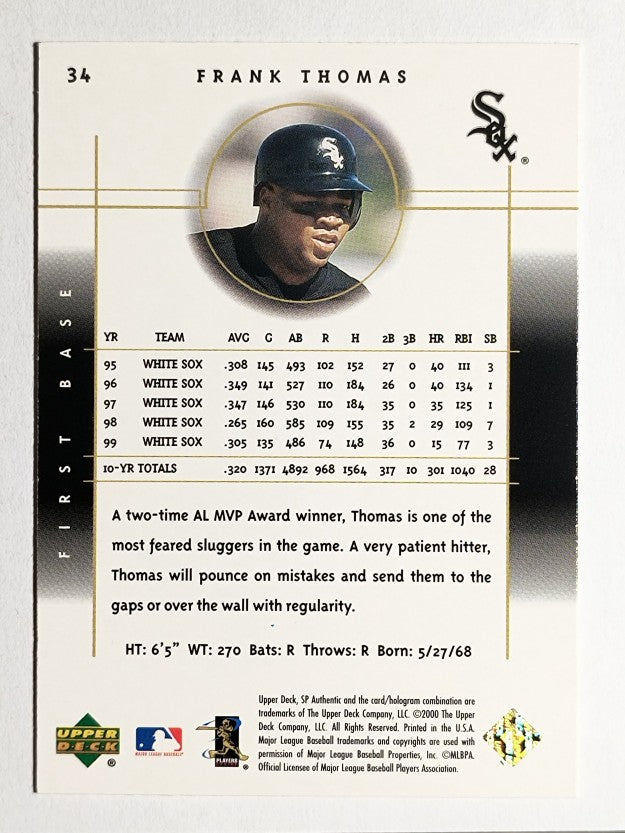 2000 SP Authentic #34 Frank Thomas