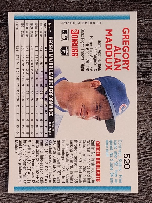 1992 Donruss #520 Greg Maddux