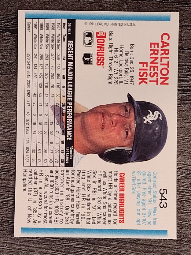 1992 Donruss #543 Carlton Fisk