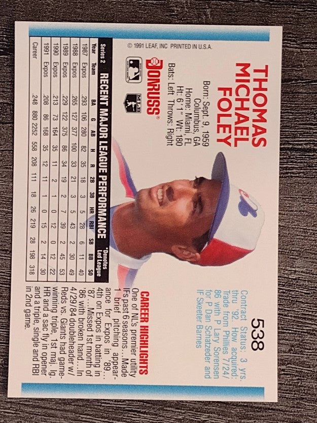 1992 Donruss #538 Tom Foley