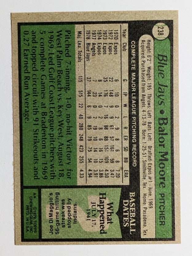 1979 Topps #238 Balor Moore (NMMT)