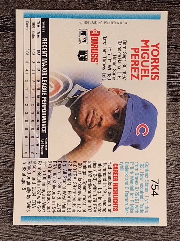 1992 Donruss #754 Yorkis Perez