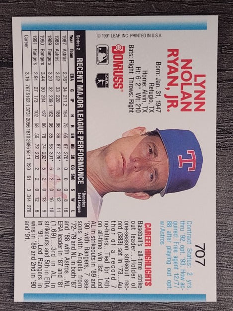 1992 Donruss #707 Nolan Ryan