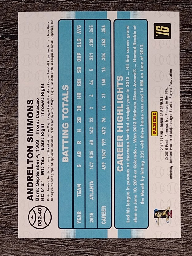 2016 Donruss '82 #40 Andrelton Simmons