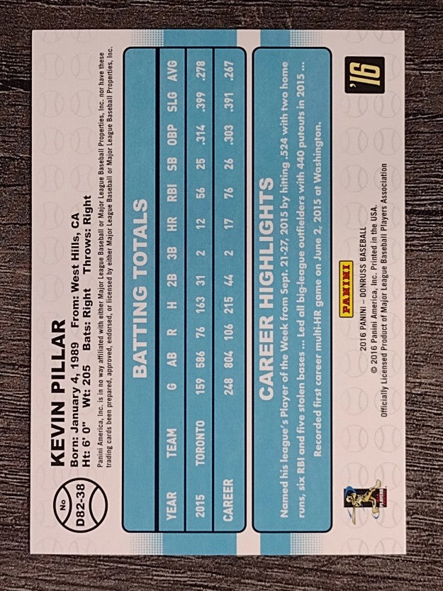 2016 Donruss '82 #38 Kevin Pillar