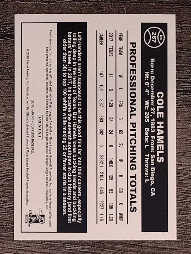 2018 Donruss #267 Cole Hamels RETRO