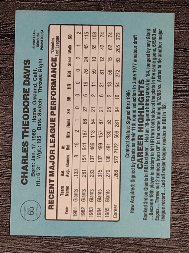 1986 Donruss #65 Chili Davis