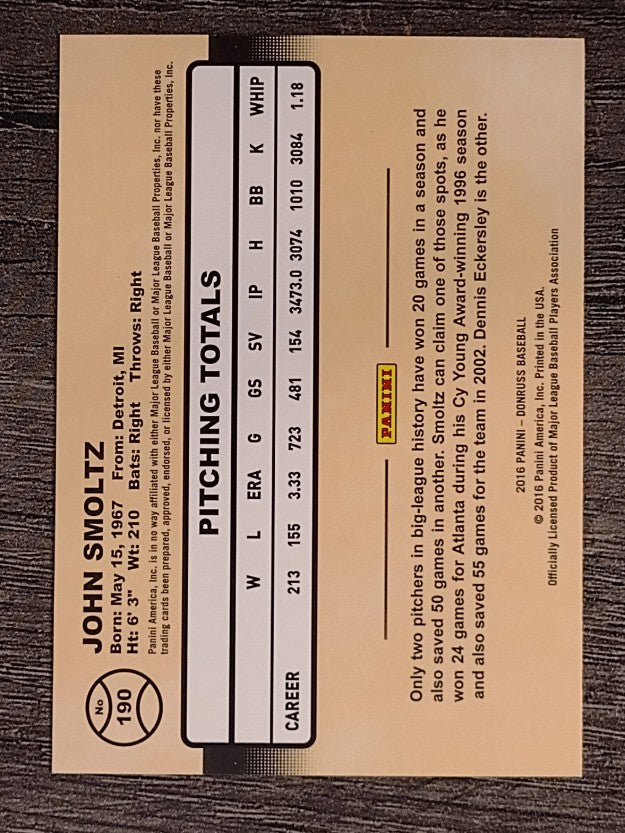 2016 Donruss #190 John Smoltz