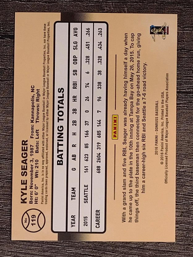 2016 Donruss #119 Kyle Seager