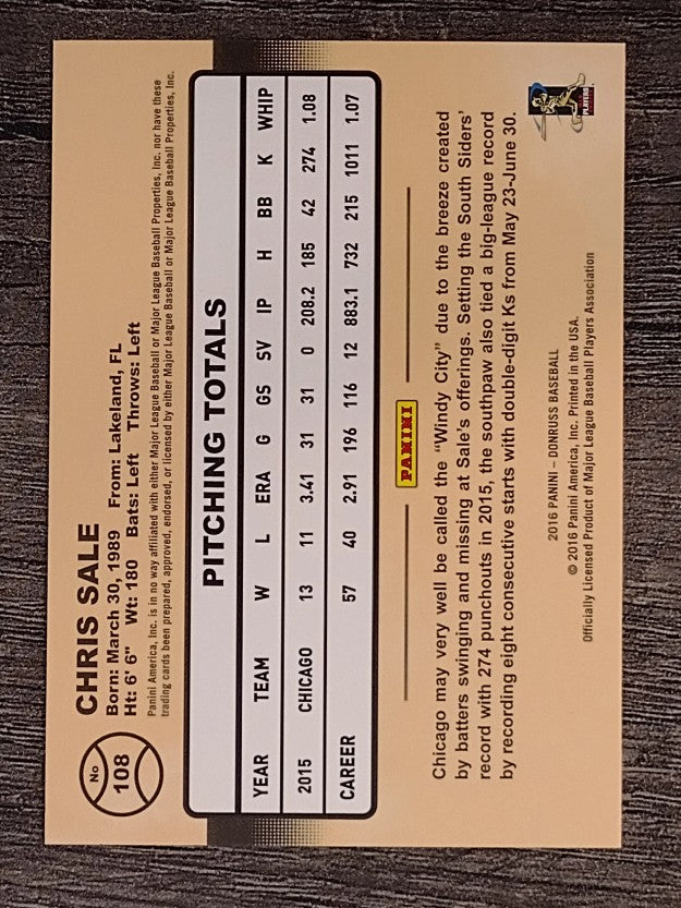 2016 Donruss #108 Chris Sale