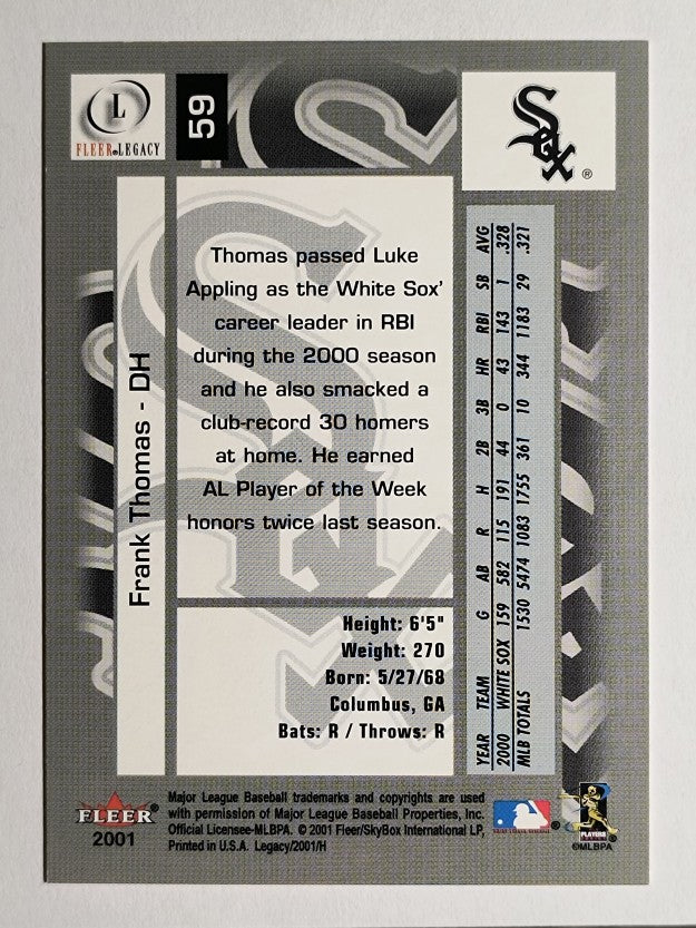 2001 Fleer Legacy #59 Frank Thomas
