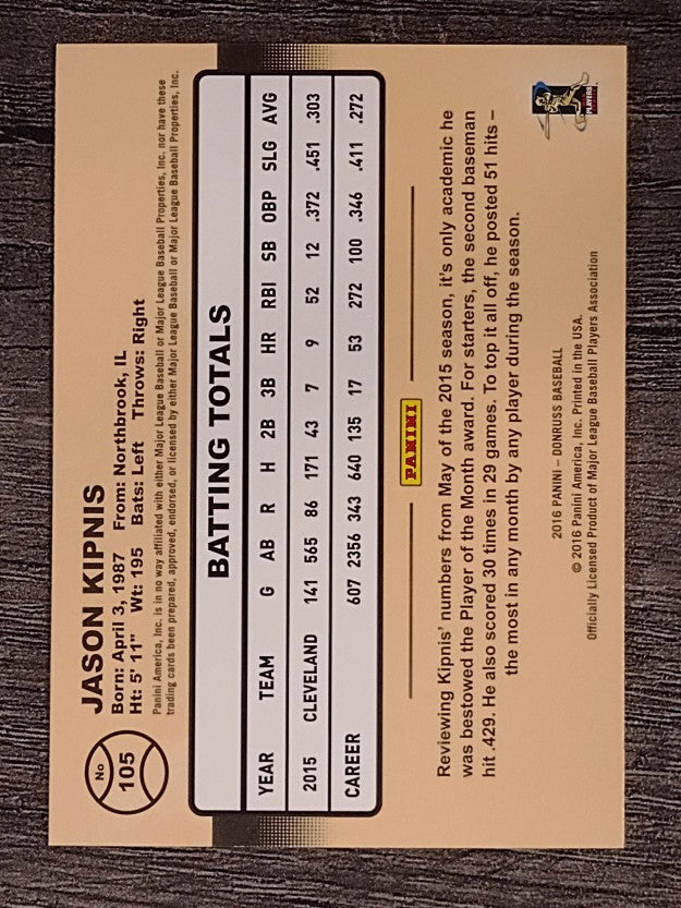 2016 Donruss #105 Jason Kipnis