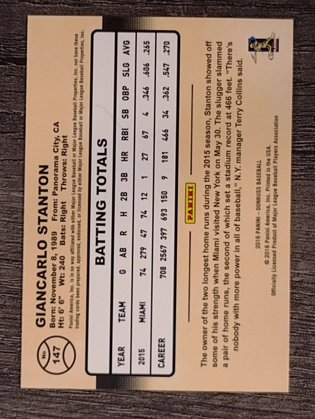 2016 Donruss #147 Giancarlo Stanton