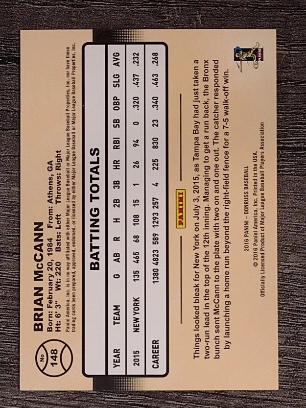 2016 Donruss #148 Brian McCann