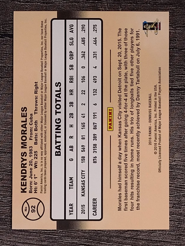 2016 Donruss #92 Kendrys Morales